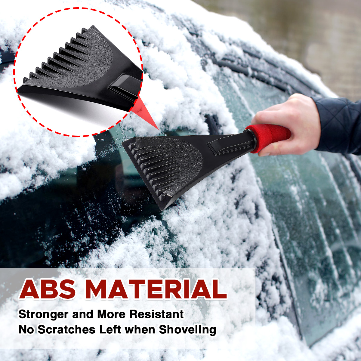 Audew Ice Scraper - 2 Pack 6.8In Car Window Windshield Long Handle Shovel-Winter Snow Removal Tool 