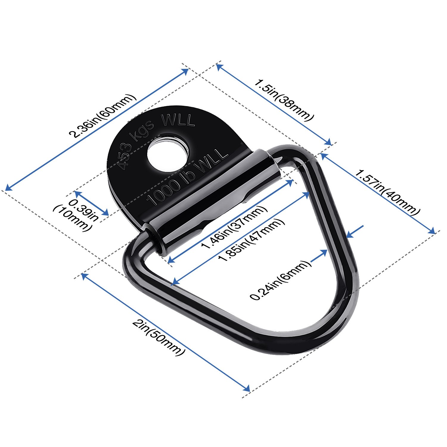 2 Diameter Stainless Steel V-Ring Bolton Trailer Cargo Tie-Down Anchor GZSJY 4pcs Truck Tie-Down Anchors Trucks and Warehouses Replacement for Fitting Tie-Down for Trailers