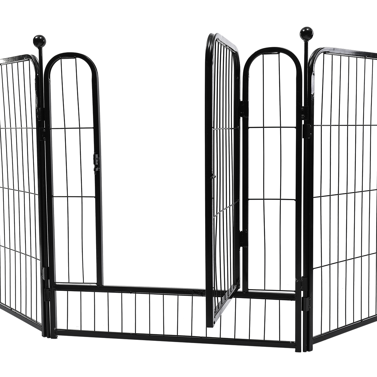 8 Panels Dog Fence Heightening Heavy Duty Metal Foldable Barrier Pet