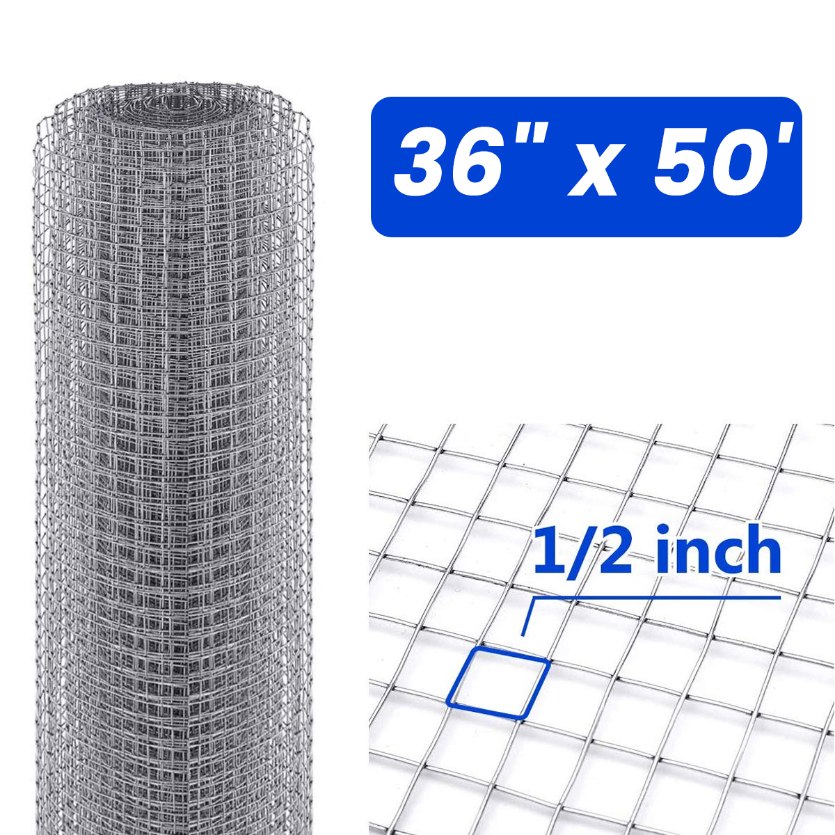 1/2" Mesh 36" x 50' Hardware Cloth 19 Gauge with HotDipped Galvanized