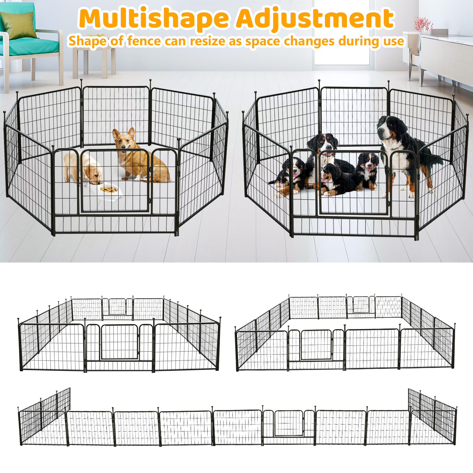 Dog Pen 16 Panels 24"/32",RV Dog Fence Outdoor, Playpens Exercise Pen