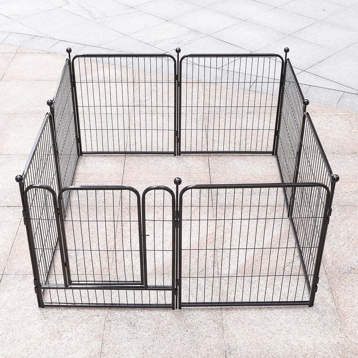 8 Panels Dog Fence Heightening Heavy Duty Metal Foldable Barrier Pet