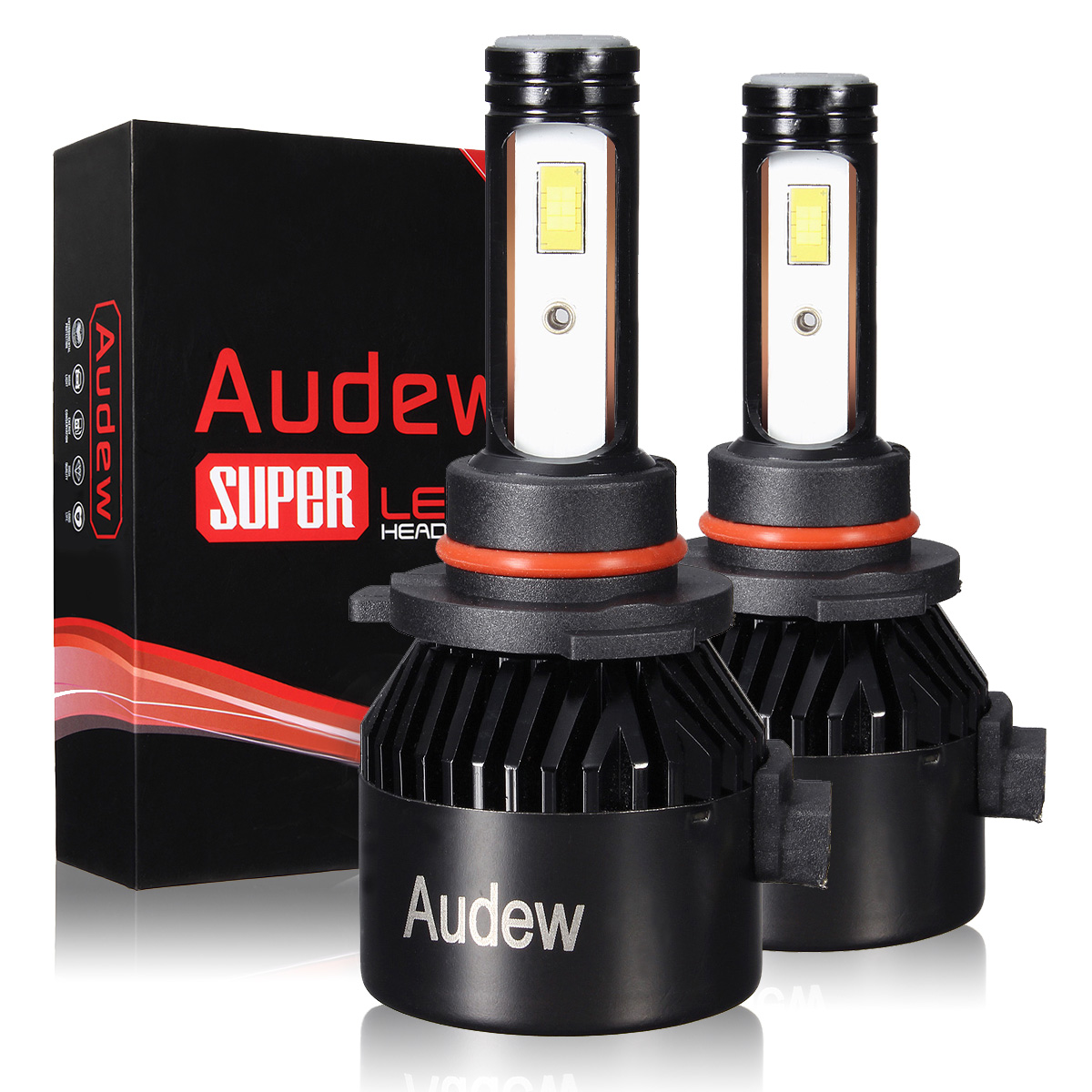 Audew H4 H7 H11 9005 Headlight Bulbs 2x36W LED COB Chip for Car, 6000K ...