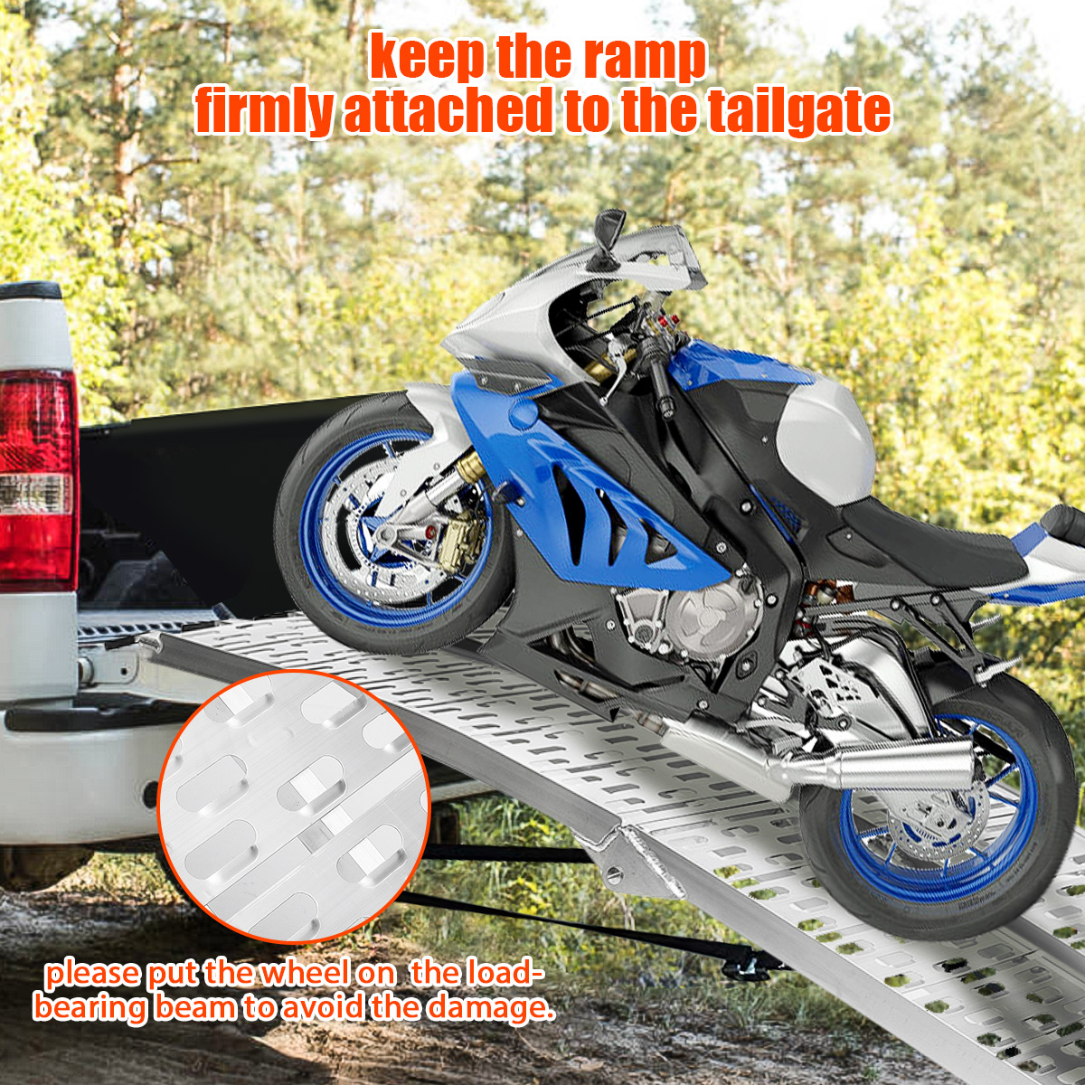 1500 lbs Pickup Truck Ramps Foldable Tailgate Heavy Duty Aluminum 1