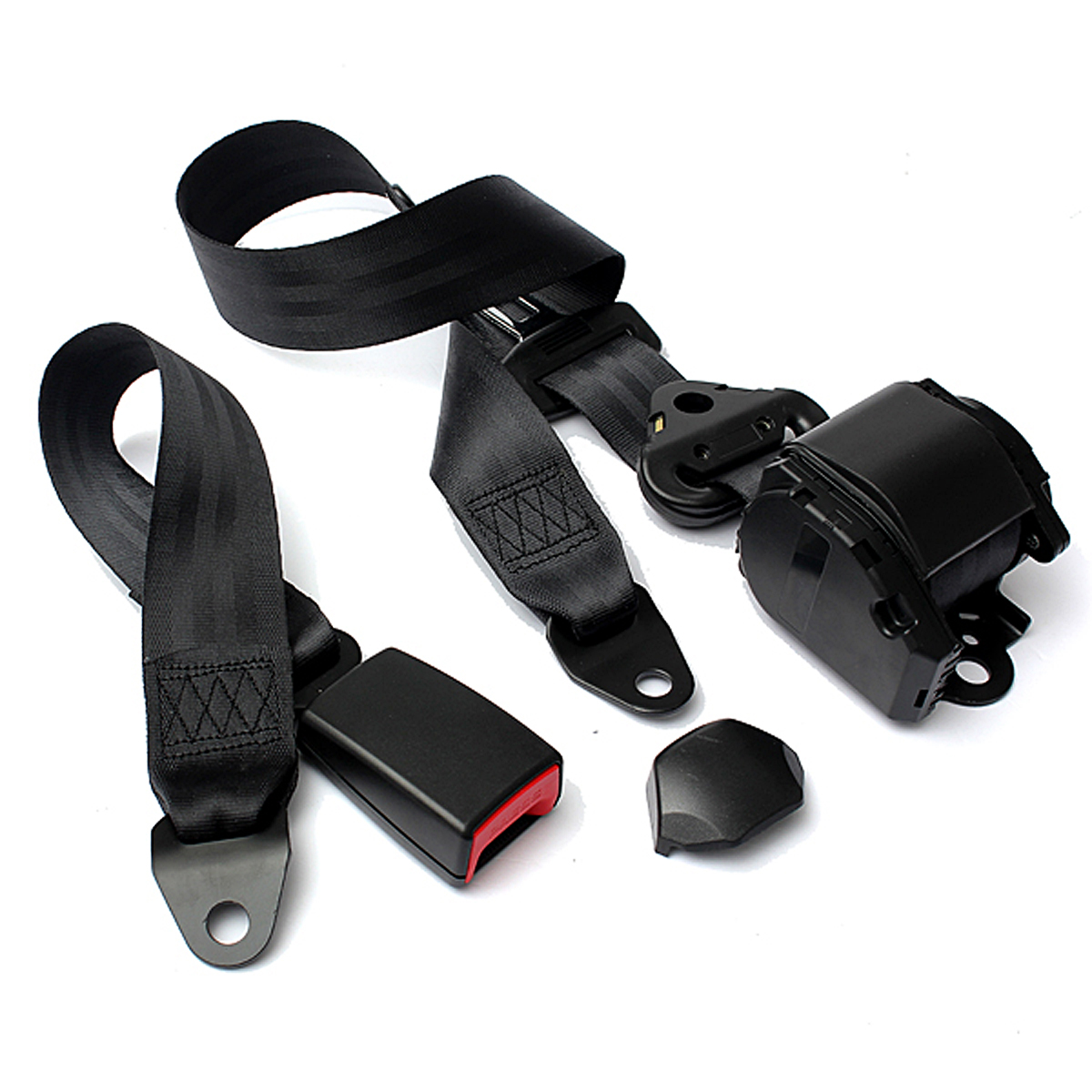 Universal Safety Strap Set of 2 Retractable & Adjustable 3 Point Seat Belts 