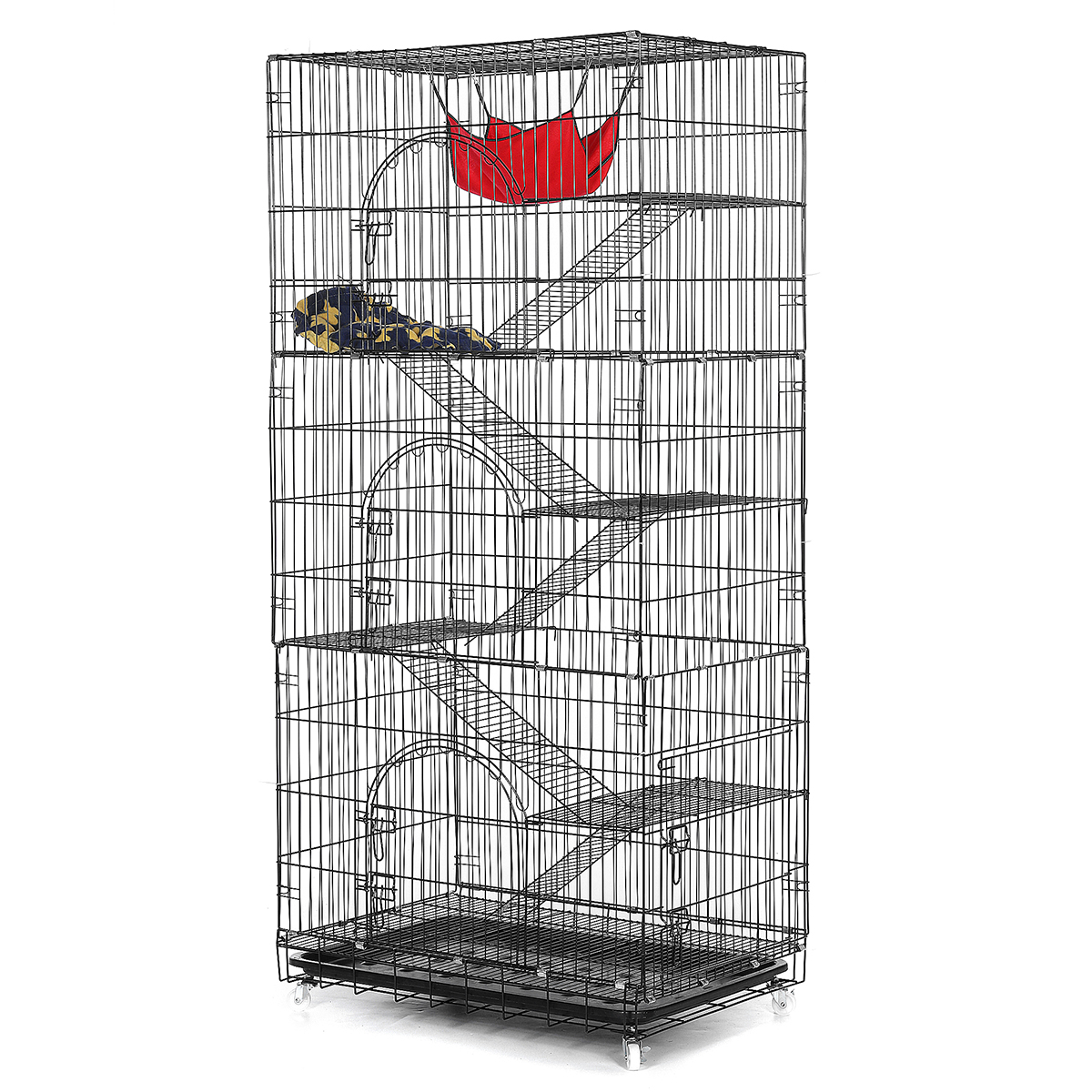 6-Tier Cat Cage, Large Pet Playpen Wire Metal Kitten Crate Kennel, Cat